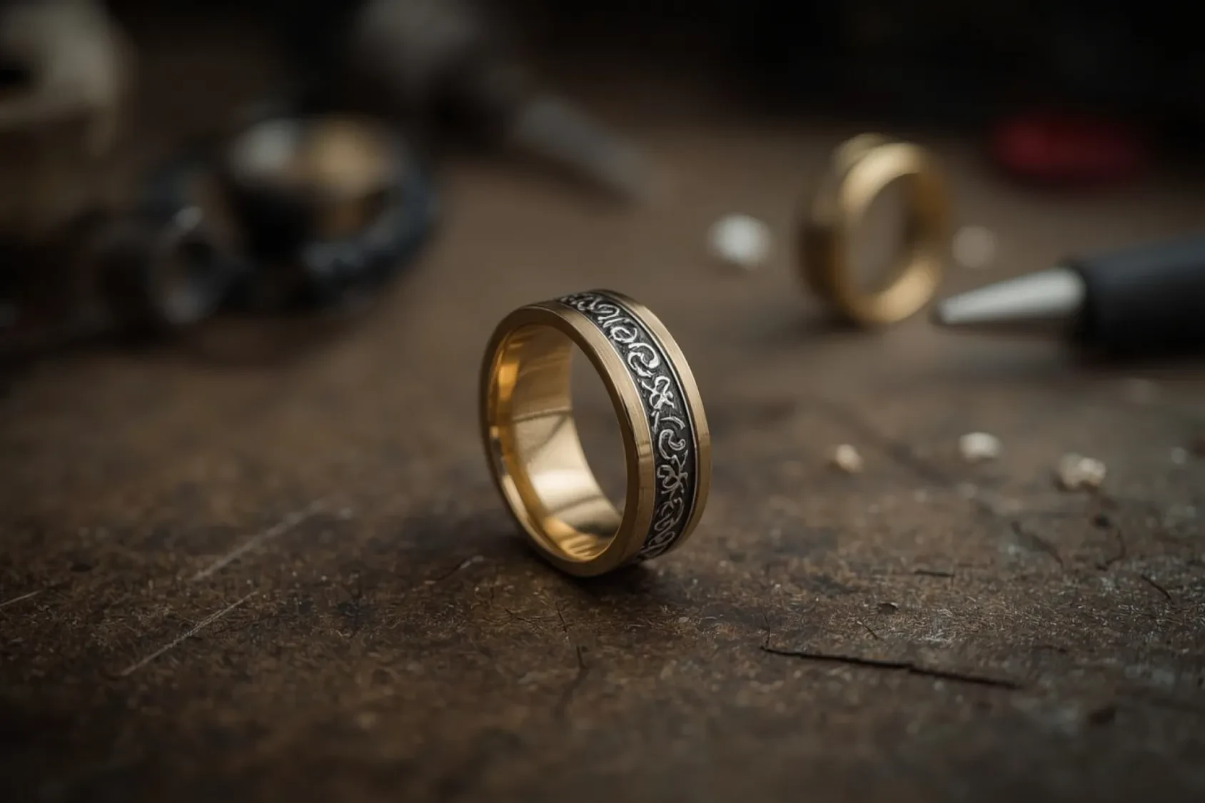 Brass-and-silver signet ring from scratch